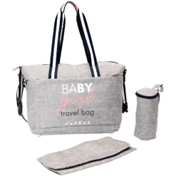 BABY ON BOARD Wickeltasche Simply Duffle Baby Girl Grau Meliert