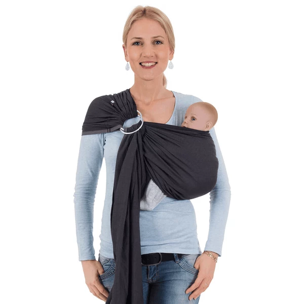 Hoppediz Babytragetuch Gewebter Ring-Sling London Grau 1 Hoppediz Babytragetuch Gewebter Ring-Sling London Grau