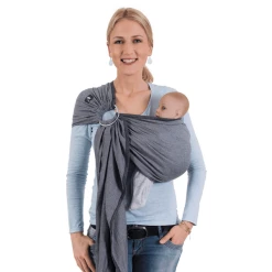 Hoppediz Babytragetuch Gewebter Ring-Sling London Weiß