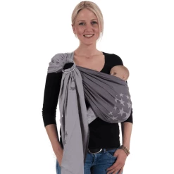 Hoppediz Babytragetuch Gewebter Ring-Sling Los Angeles Grau