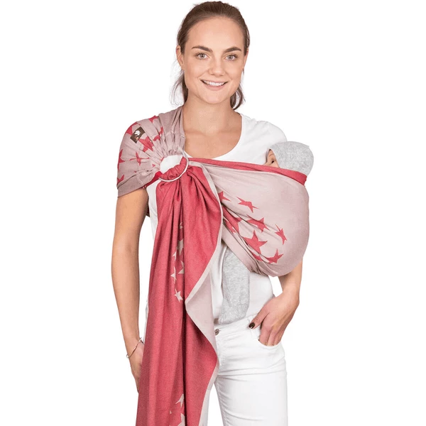 Hoppediz Babytragetuch Gewebter Ring-Sling Los Angeles Rot 1 Hoppediz Babytragetuch Gewebter Ring-Sling Los Angeles Rot