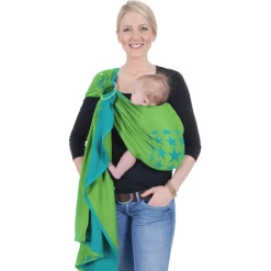 Hoppediz Babytragetuch Gewebter Ring-Sling Los Angeles Türkis