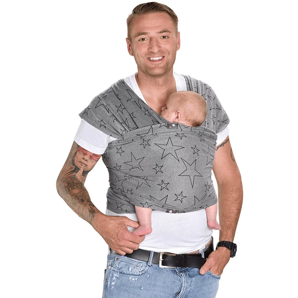 Hoppediz Elastisches Babytragetuch Neugeborenen Tragetuch Grau Mit Sternen 4 Hoppediz Elastisches Babytragetuch Neugeborenen Tragetuch Grau Mit Sternen – Bild 4